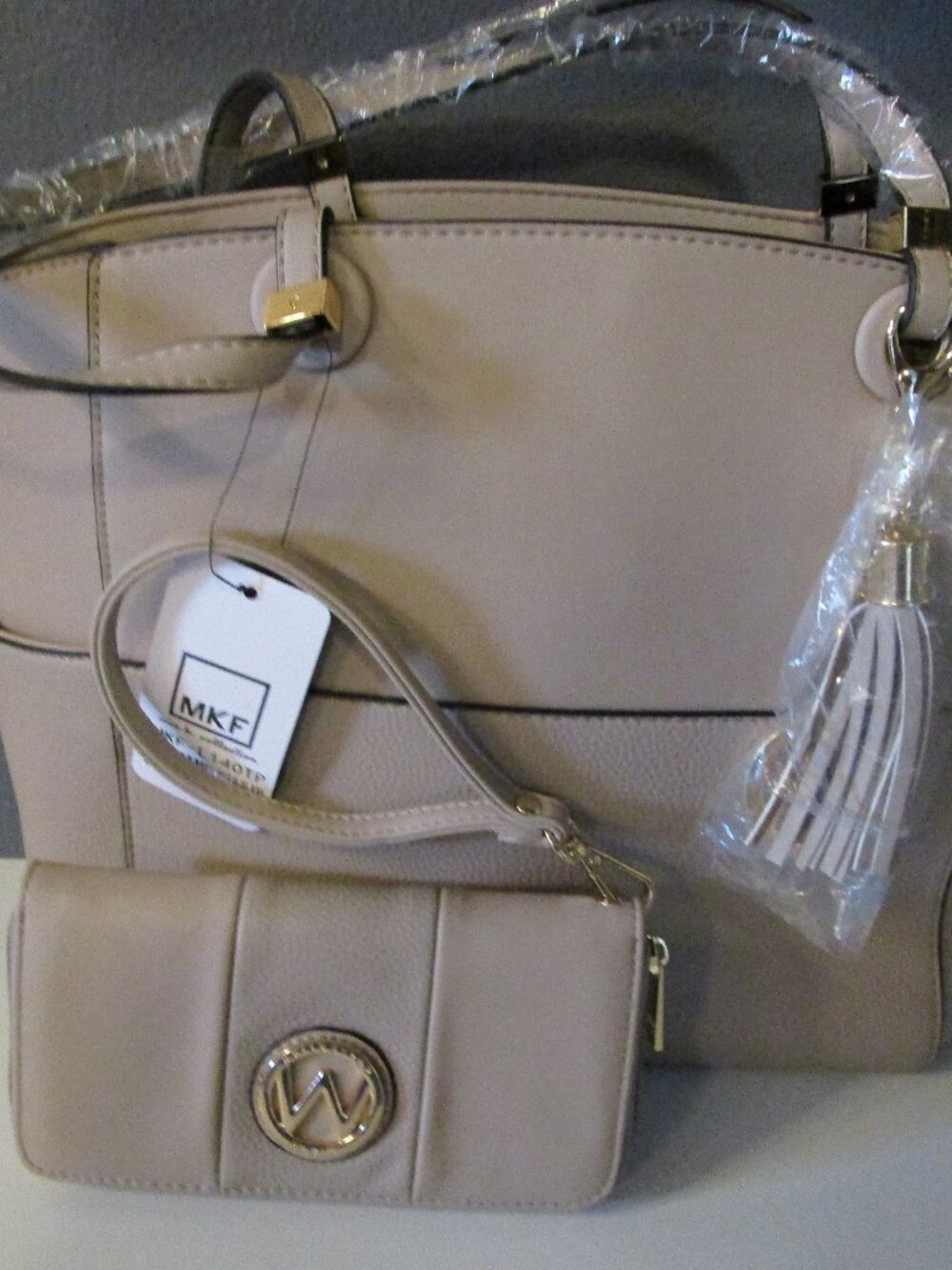 MKF Collection Large Shoulder Bag Tan Purse w/ Wallet Prisha Vegan Leather NWT